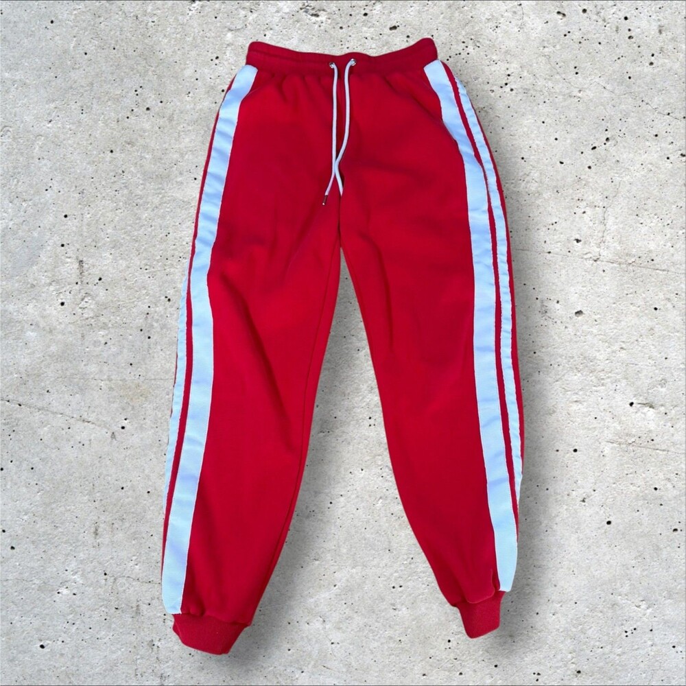 I.AM.GIA Tracksuit Set Womens M Red Cropped Hoodie Sweatpants Striped Loungewear - Picture 3 of 11